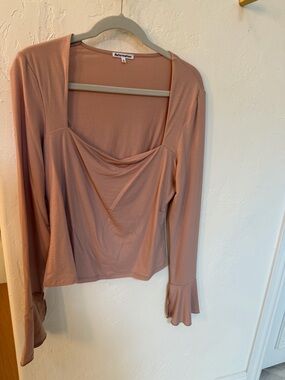 Reformation Dusty Rose Long-Sleeve square Neck Top
